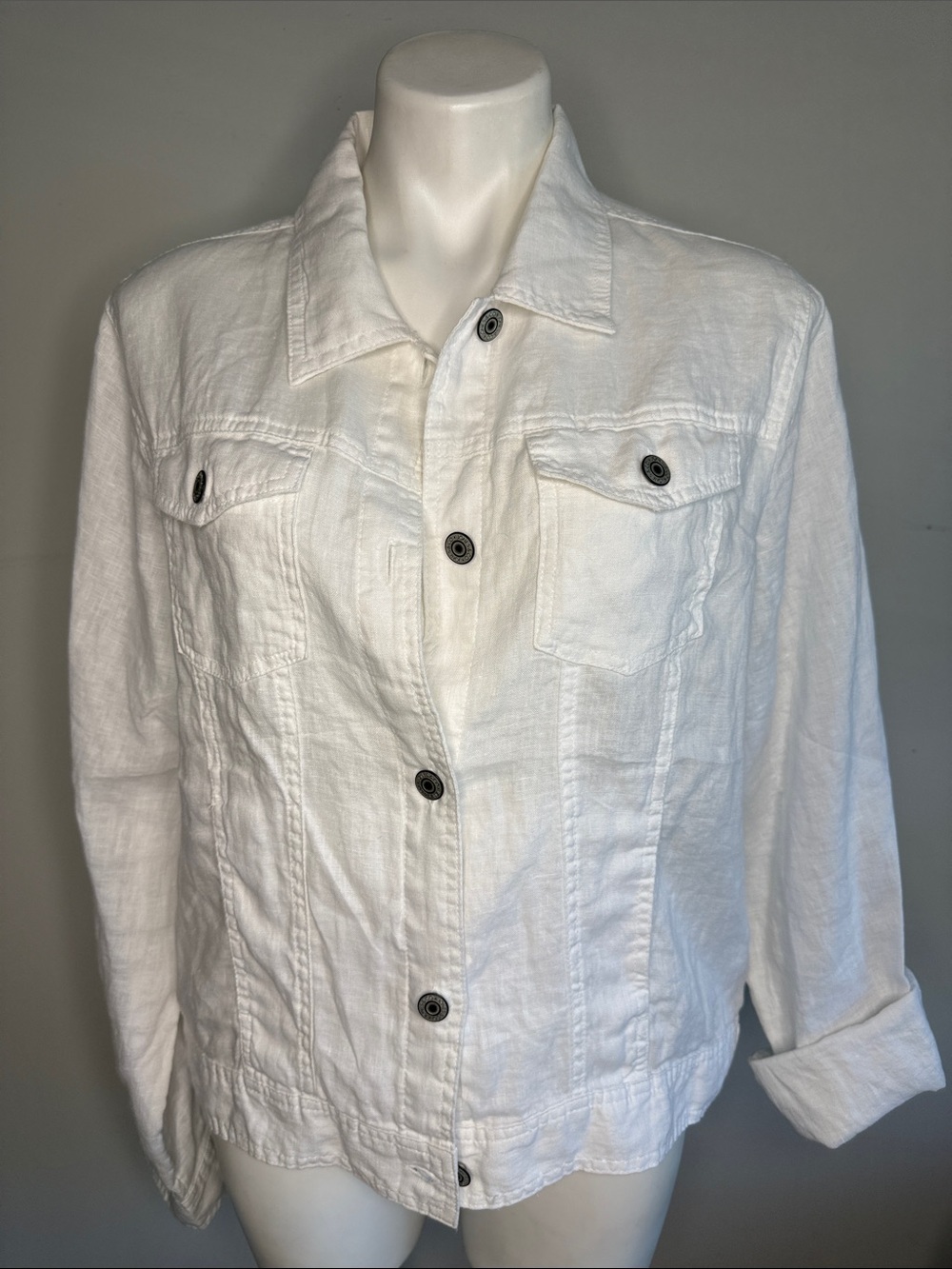 Linen Jones & Co Jean Jacket Bright White XL EUC